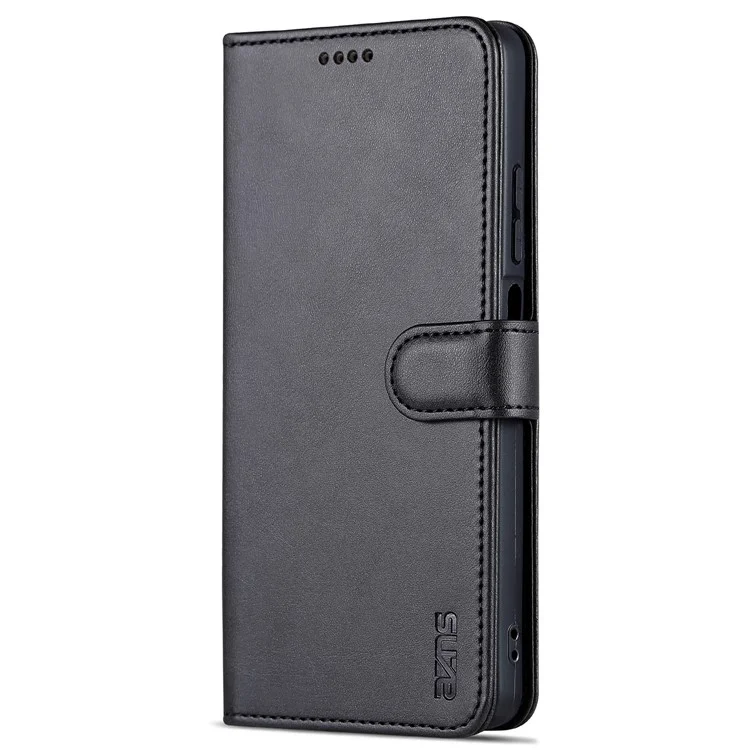 AZNS para Oppo Reno8 T 5G / A1 Pro 5G Capa de telefone celular de couro antirrisco Flip Stand Wallet - Preto