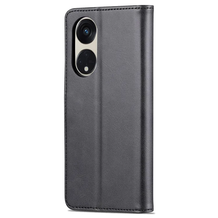AZNS para Oppo Reno8 T 5G / A1 Pro 5G Capa de telefone celular de couro antirrisco Flip Stand Wallet - Preto