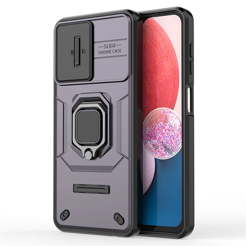 For Samsung Galaxy A13 4G / 5G Case PC+TPU Kickstand Phone Cover with Slide Camera Lid - Purple