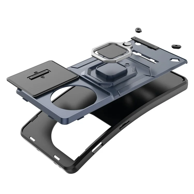 Для OnePlus 11 5G Чехол со сдвижным защитником линзы и подставкой PC+TPU Чехол для телефона - Фиолетовый