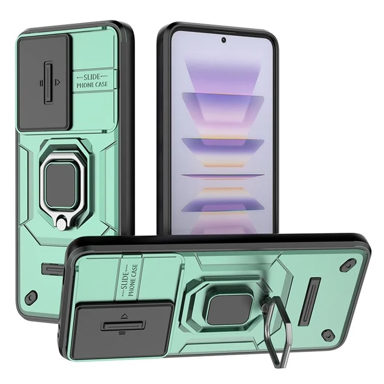 Pour Xiaomi Poco F5 Pro 5G / Redmi K60 5G / K60 Pro 5G Coque PC+TPU Anneau Béquille Étui de Téléphone - Vert