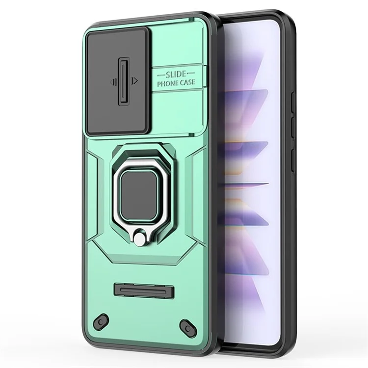 Pour Xiaomi Poco F5 Pro 5G / Redmi K60 5G / K60 Pro 5G Coque PC+TPU Anneau Béquille Étui de Téléphone - Vert