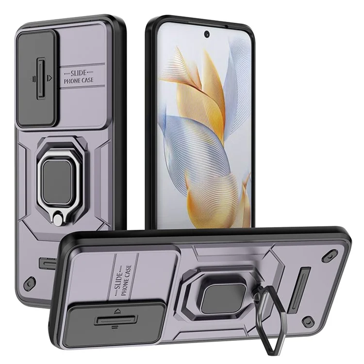 Étui Pour Honor 90 PC+TPU avec anneau de support et protection pour l'objectif - Violet
