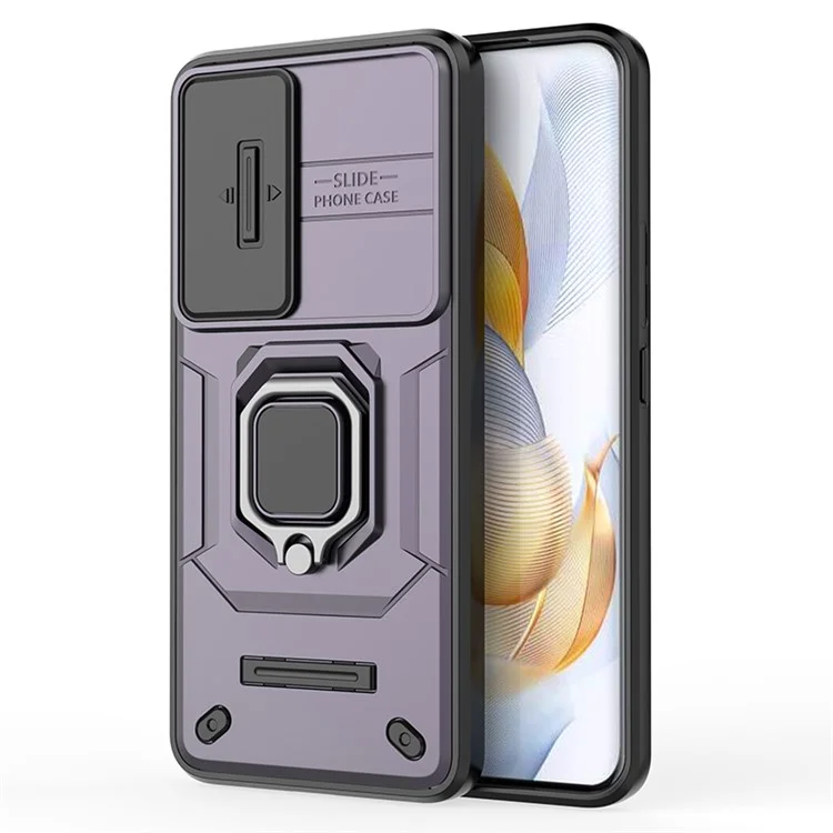 Étui Pour Honor 90 PC+TPU avec anneau de support et protection pour l'objectif - Violet