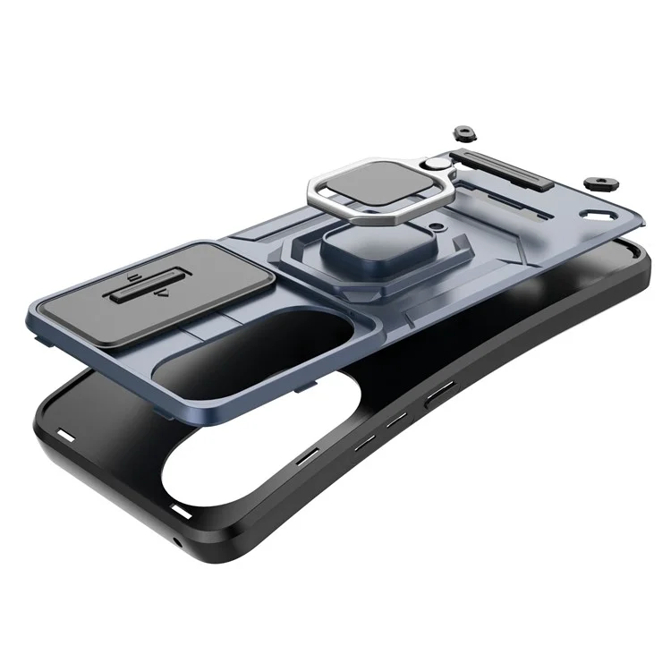 Étui Pour Honor 90 PC+TPU avec anneau de support et protection pour l'objectif - Violet