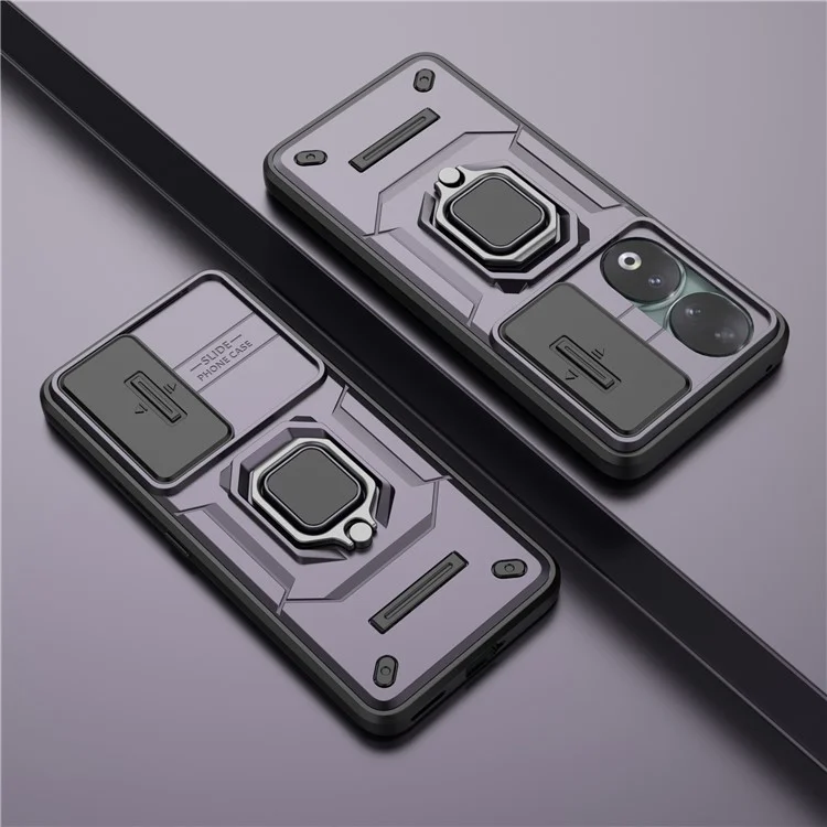 Étui Pour Honor 90 PC+TPU avec anneau de support et protection pour l'objectif - Violet