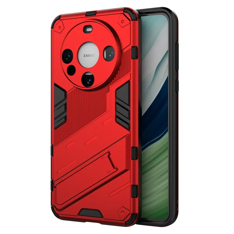 For Huawei Mate 60 Cover PC+TPU Shockproof Phone Case with Kickstand - Red