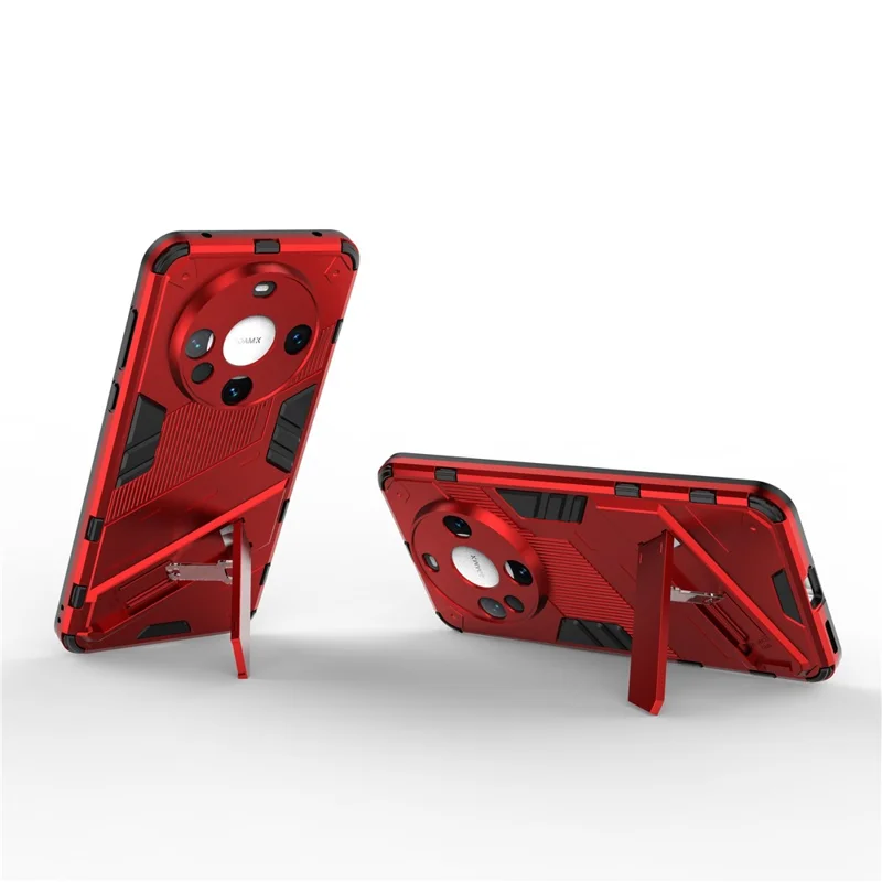 For Huawei Mate 60 Cover PC+TPU Shockproof Phone Case with Kickstand - Red