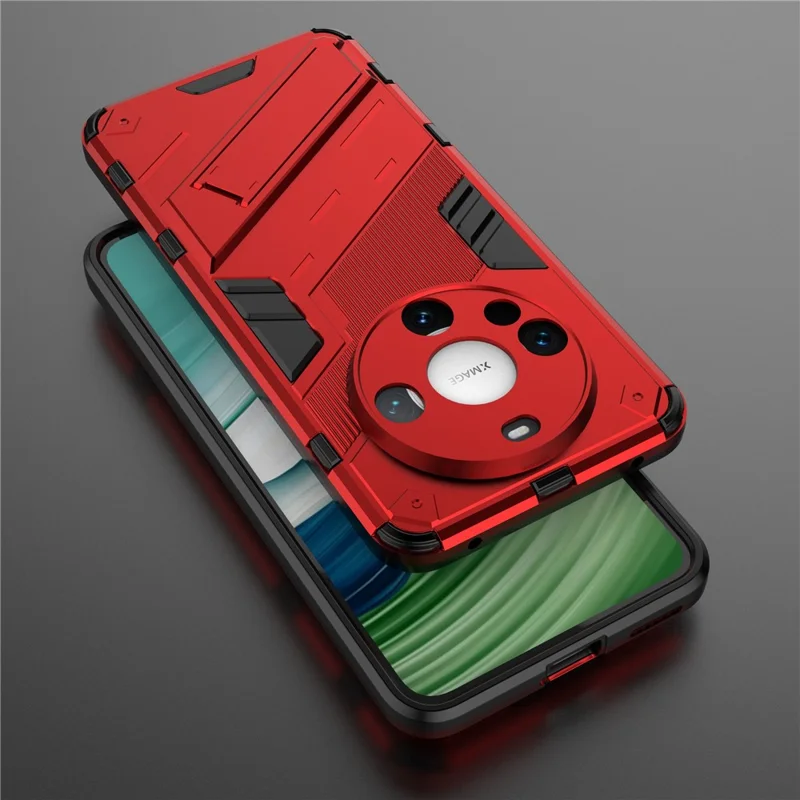 For Huawei Mate 60 Cover PC+TPU Shockproof Phone Case with Kickstand - Red