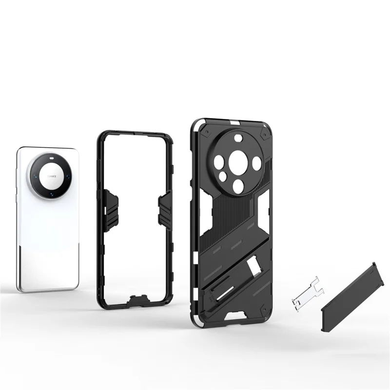 For Huawei Mate 60 Cover PC+TPU Shockproof Phone Case with Kickstand - Orange