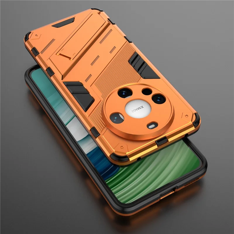For Huawei Mate 60 Cover PC+TPU Shockproof Phone Case with Kickstand - Orange