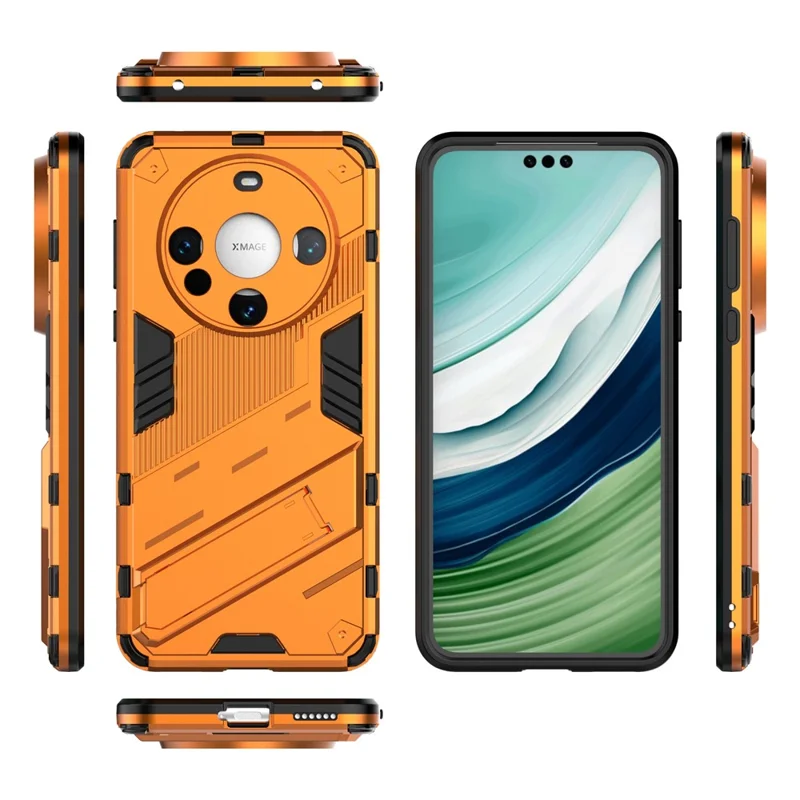 For Huawei Mate 60 Cover PC+TPU Shockproof Phone Case with Kickstand - Orange