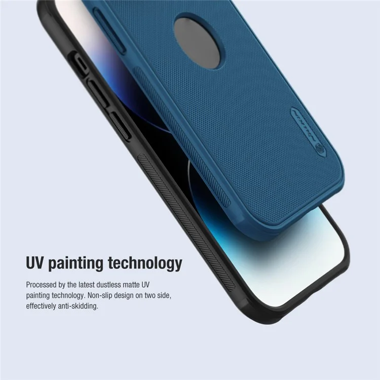 NILLKIN Super Frosted Shield Pro for iPhone 15 Pro Phone Case PC Matte Phone Cover (Logo Hole Design) - Blue
