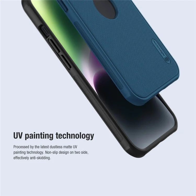 NILLKIN Super Frosted Shield Pro for iPhone 15 Case Anti-scratch Matte PC Cover (Logo Hole Design) - Blue