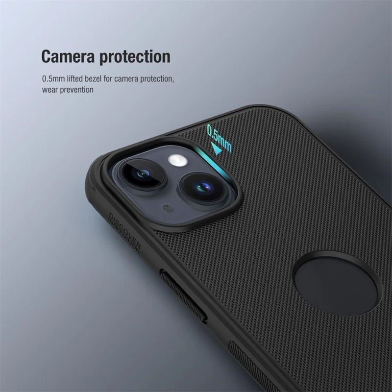 NILLKIN Super Frosted Shield Pro for iPhone 15 Case Anti-scratch Matte PC Cover (Logo Hole Design) - Black