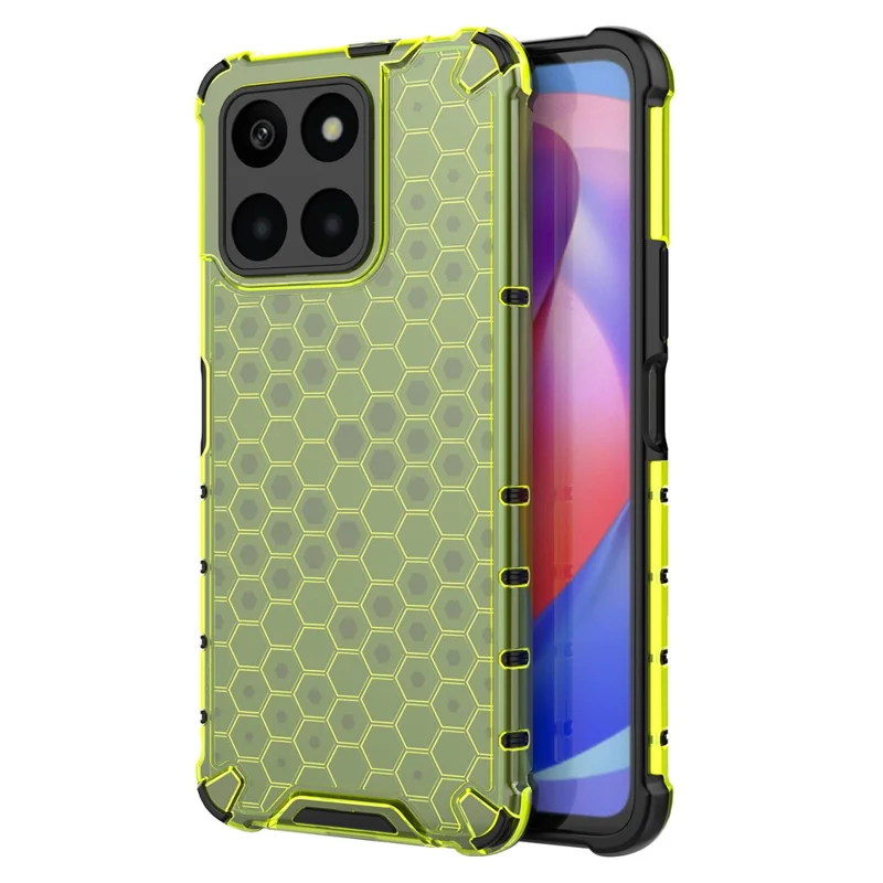 For Honor X6a 4G Case Honeycomb Texture TPU+PC Mobile Phone Cover - Green