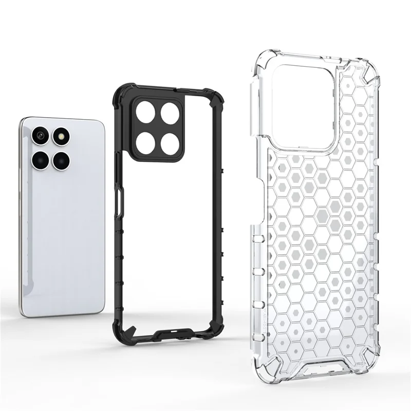 For Honor X6a 4G Case Honeycomb Texture TPU+PC Mobile Phone Cover - Green
