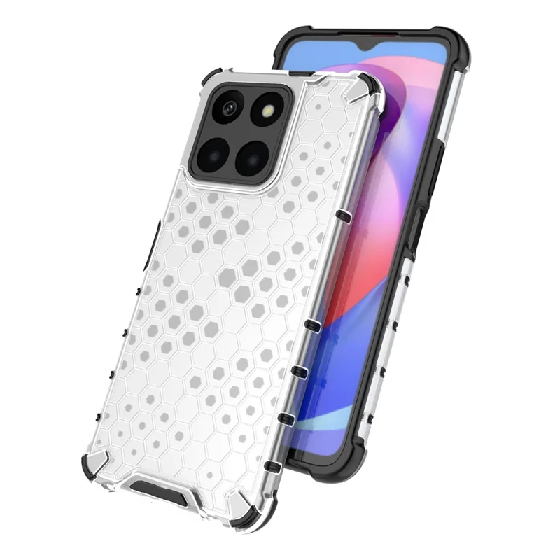 For Honor X6a 4G Case Honeycomb Texture TPU+PC Mobile Phone Cover - Green