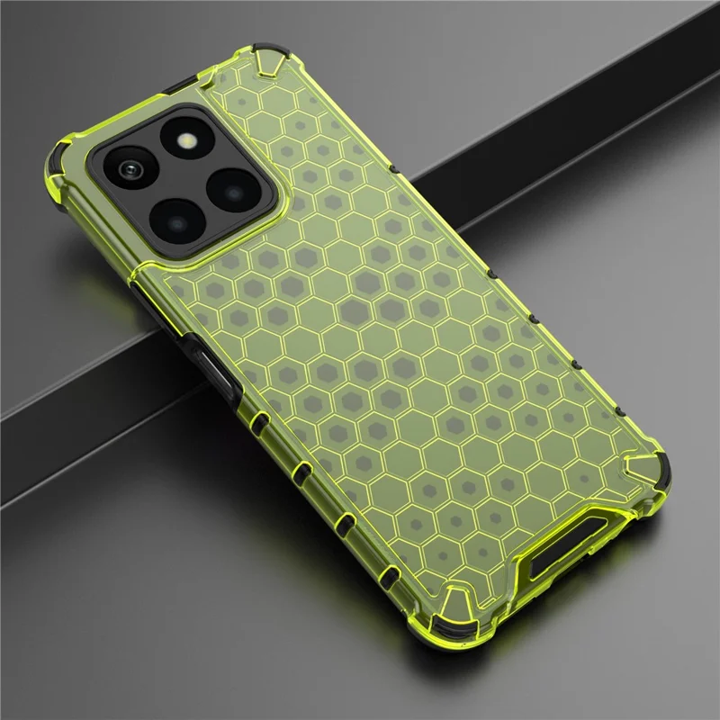 For Honor X6a 4G Case Honeycomb Texture TPU+PC Mobile Phone Cover - Green