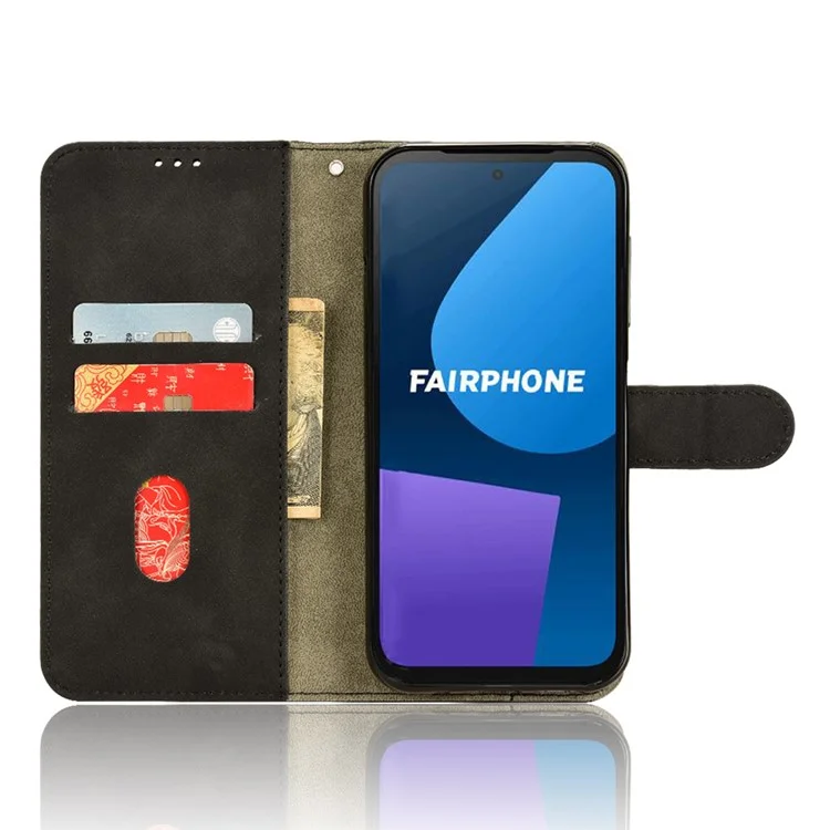 Für Fairphone 5 Hülle Geldbörse Ständer Stoßfest Lederhülle - Schwarz