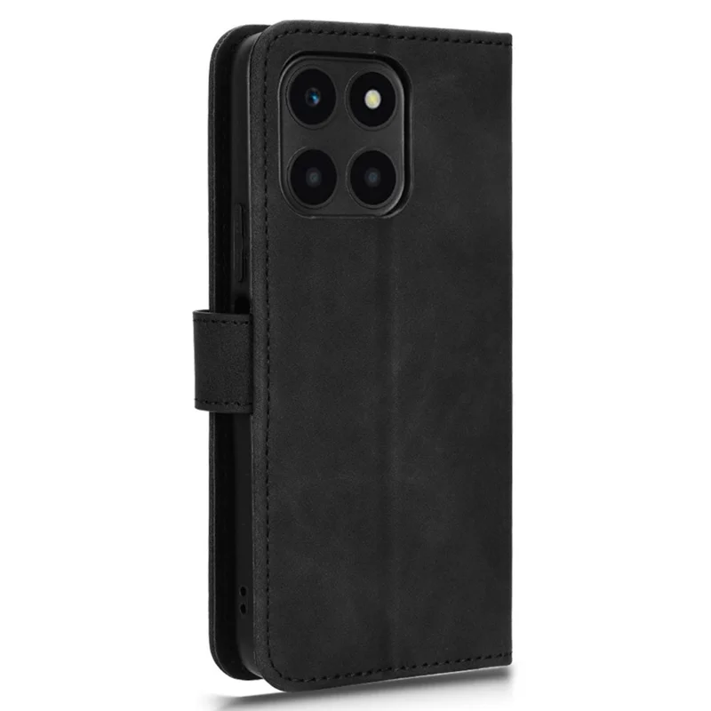 Funda para teléfono For Honor X6a 4G con piel suave y función de cartera con soporte - Negro
