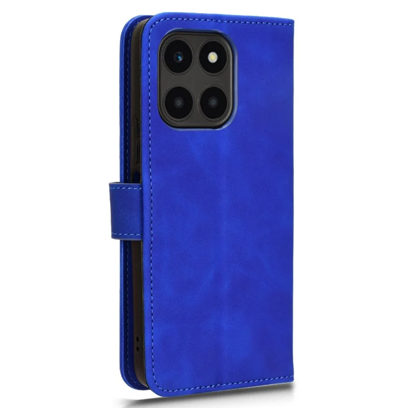 For Honor X6a 4G Case Skin-touch Leather Phone Cover with Wallet Stand - Blue