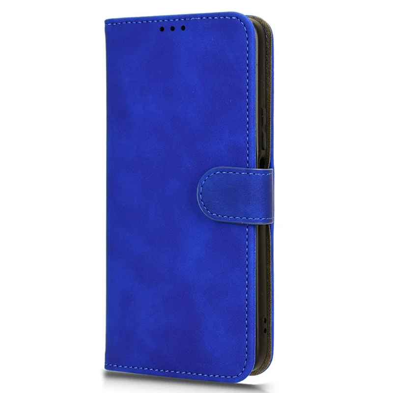 For Honor X6a 4G Case Skin-touch Leather Phone Cover with Wallet Stand - Blue