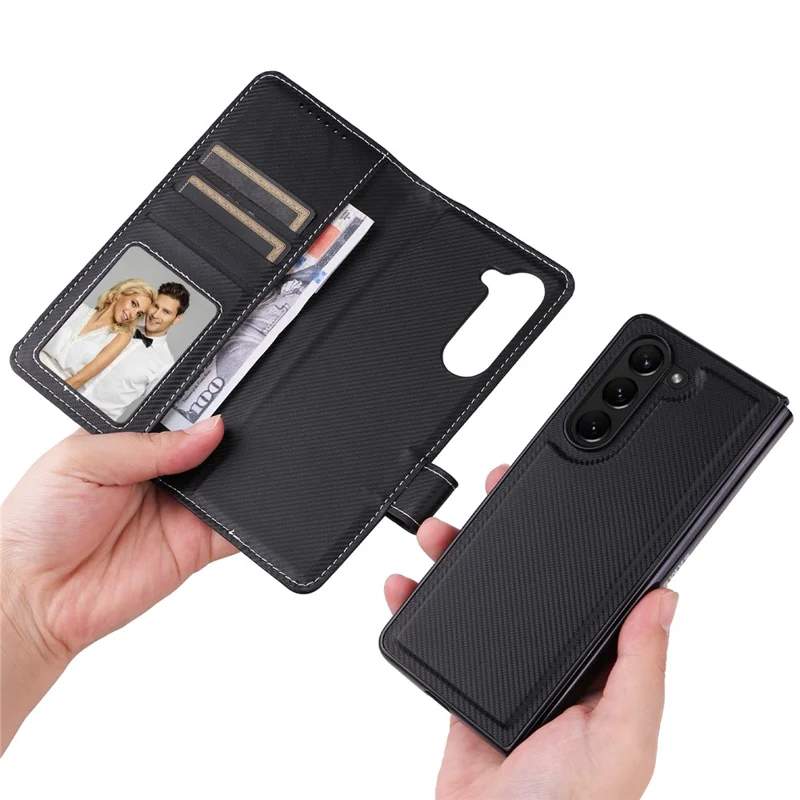 For Samsung Galaxy Z Fold5 5G Case Detachable PU Leather Wallet Phone Case - Black