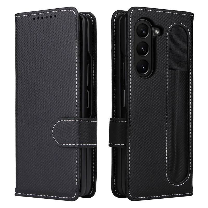 For Samsung Galaxy Z Fold5 5G Case Detachable PU Leather Wallet Phone Case - Black