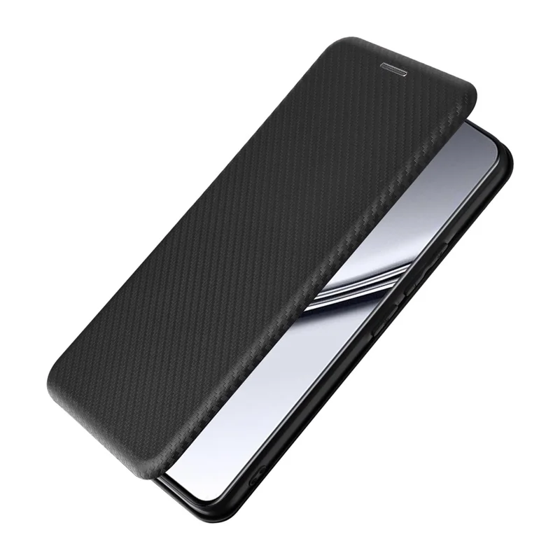 For Realme GT5 5G Case Shockproof Cell Phone Cover Leather Stand Shell with Card Slot - Black