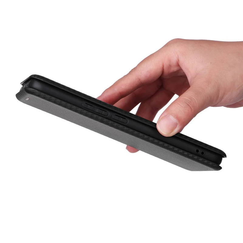 For Realme GT5 5G Case Shockproof Cell Phone Cover Leather Stand Shell with Card Slot - Black