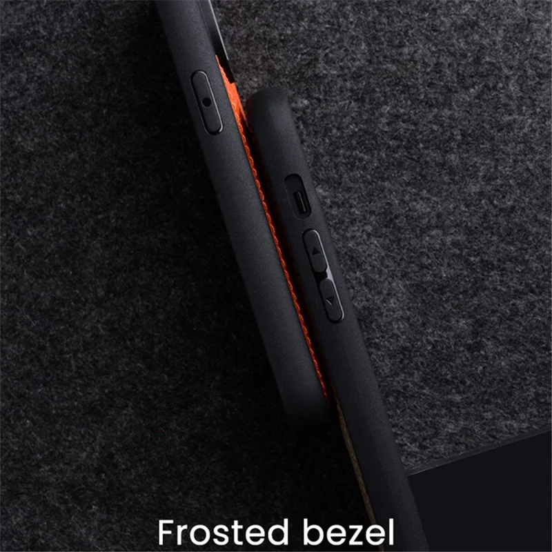 MELKCO voor iPhone 15 Pro Max hoesje Echt koeienleren met PC-achterkant met telefoonhoes - Oranje