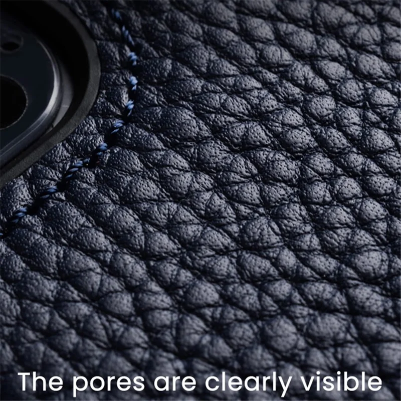 MELKCO voor iPhone 15 Pro Max hoesje Echt koeienleren met PC-achterkant met telefoonhoes - Oranje