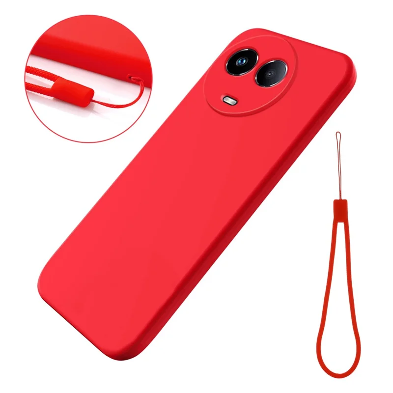 For Realme Narzo 60x 5G Case Liquid Silicone + Soft Lining Anti-scratch Phone Cover - Red