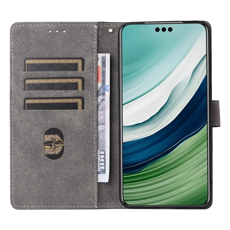 For Huawei Mate 60 Case RFID Blocking Wallet PU Leather Stand Phone Cover with Strap - Purple