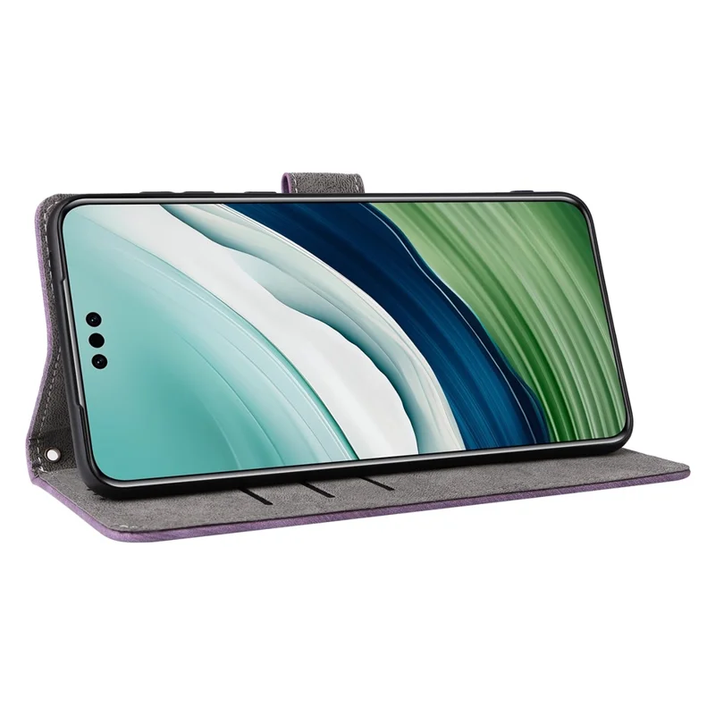 For Huawei Mate 60 Case RFID Blocking Wallet PU Leather Stand Phone Cover with Strap - Purple