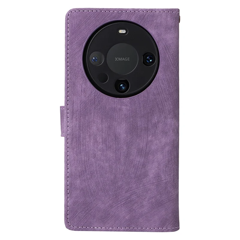For Huawei Mate 60 Case RFID Blocking Wallet PU Leather Stand Phone Cover with Strap - Purple