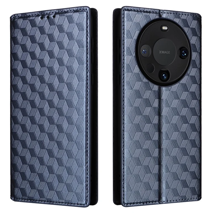 Per Huawei Mate 60 Pro / Pro+ Cover Romboidale Impresso Portafoglio in Pelle PU Custodia per Telefono - Blu