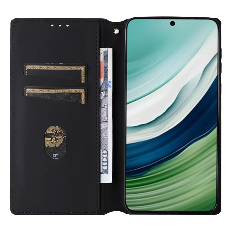 For Huawei Mate 60 Case Rhombus Imprinted PU Leather Wallet Phone Stand Cover - Silver