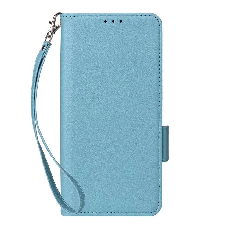 Für Huawei Mate 60 Pro / Mate 60 Pro+ Hülle Leder Geldbörse Litchi Textur Handyhülle mit Gurt - Baby Blau