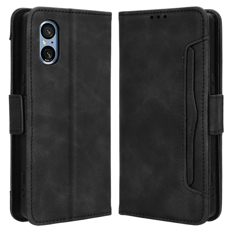 For Sony Xperia 5 V Case Multiple Card Slots Leather Wallet Stand Phone Cover - Black