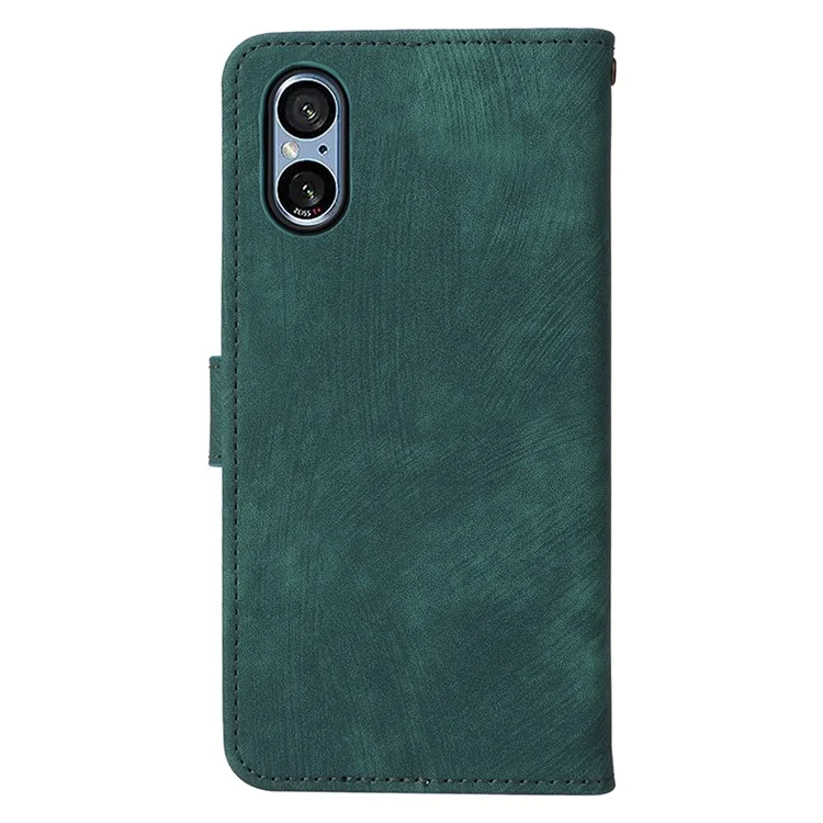 Para Sony Xperia 5 V Case RFID Blocking Wallet Leather Stand Phone Cover with Strap - Verde