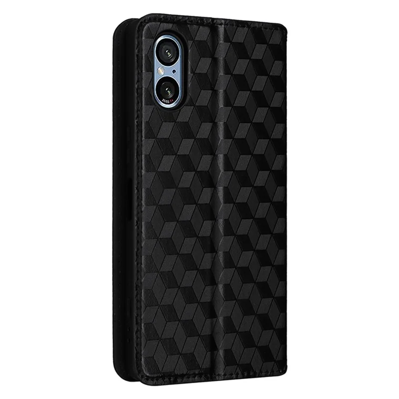 Para Capa Sony Xperia 5 V Rombóide Impressa Carteira de Couro PU Capa de Telefone - Preto