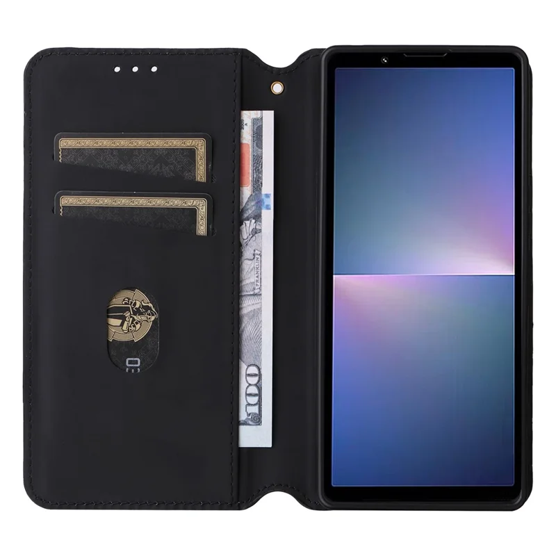 For Sony Xperia 5 V Cover Rhombus Imprinted PU Leather Stand Wallet Phone Shell - Purple