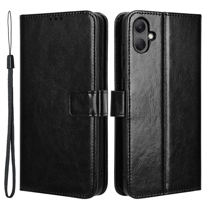 Pour Coque Samsung Galaxy A05 4G Crazy Horse Texture Cuir Portefeuille Stand Housse de Téléphone - Noir