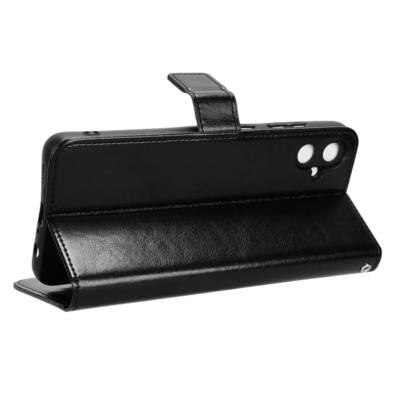 Pour Coque Samsung Galaxy A05 4G Crazy Horse Texture Cuir Portefeuille Stand Housse de Téléphone - Noir