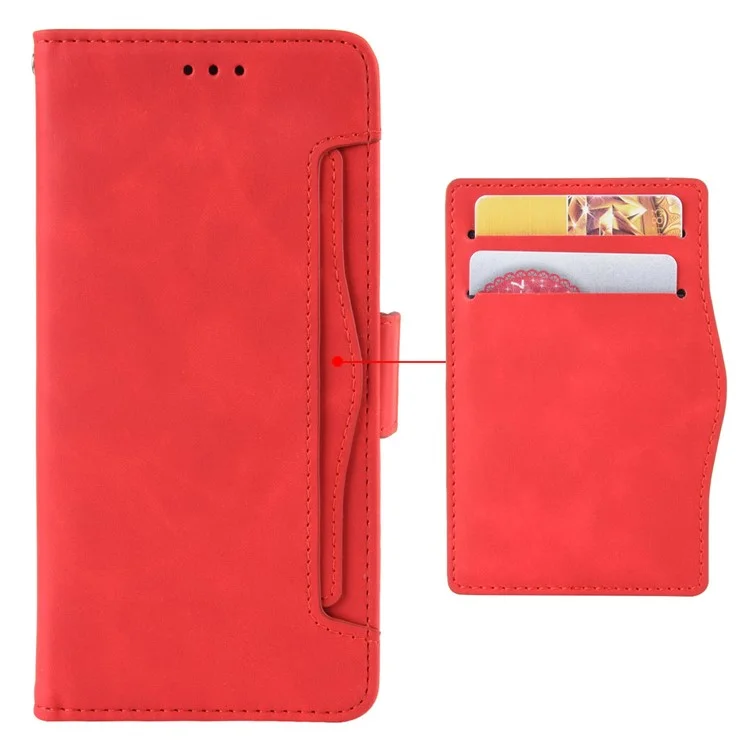 Para Samsung Galaxy A05 4G Funda de Piel con Tapa Flip Stand Funda Protectora con Múltiples Ranuras para Tarjetas - Rojo