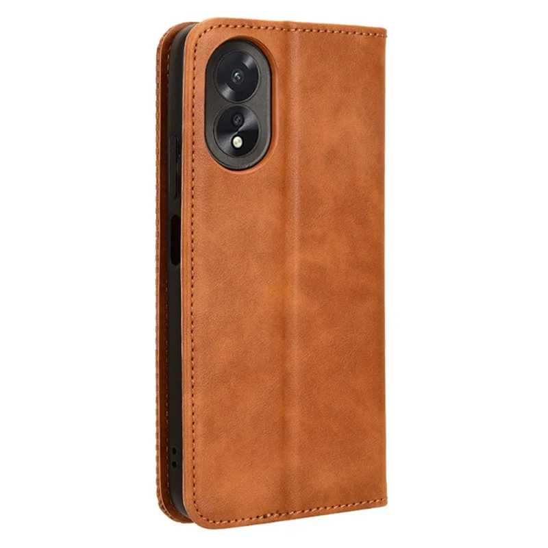 For Oppo A18 4G / A38 4G Case Retro Leather Wallet Folding Stand Cell Phone Cover - Brown
