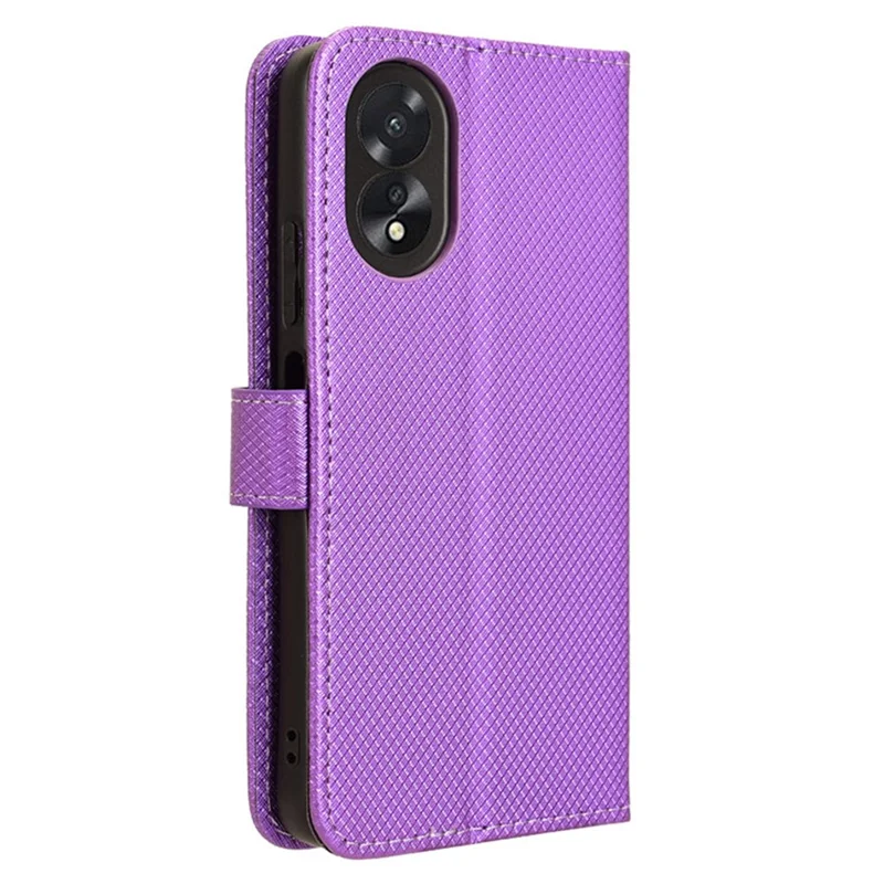 For Oppo A18 4G / A38 4G Leather Phone Case Stand Diamond Texture Protective Phone Cover - Purple