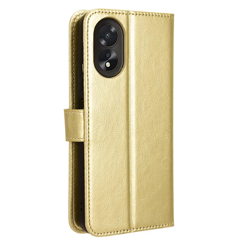 For Oppo A38 4G / A18 4G Case Crazy Horse Texture Leather Wallet Phone Cover - Gold